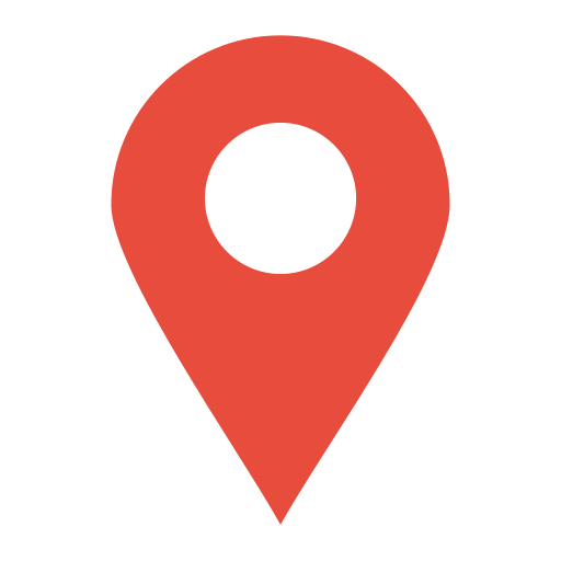 a red location pin with a black circle
